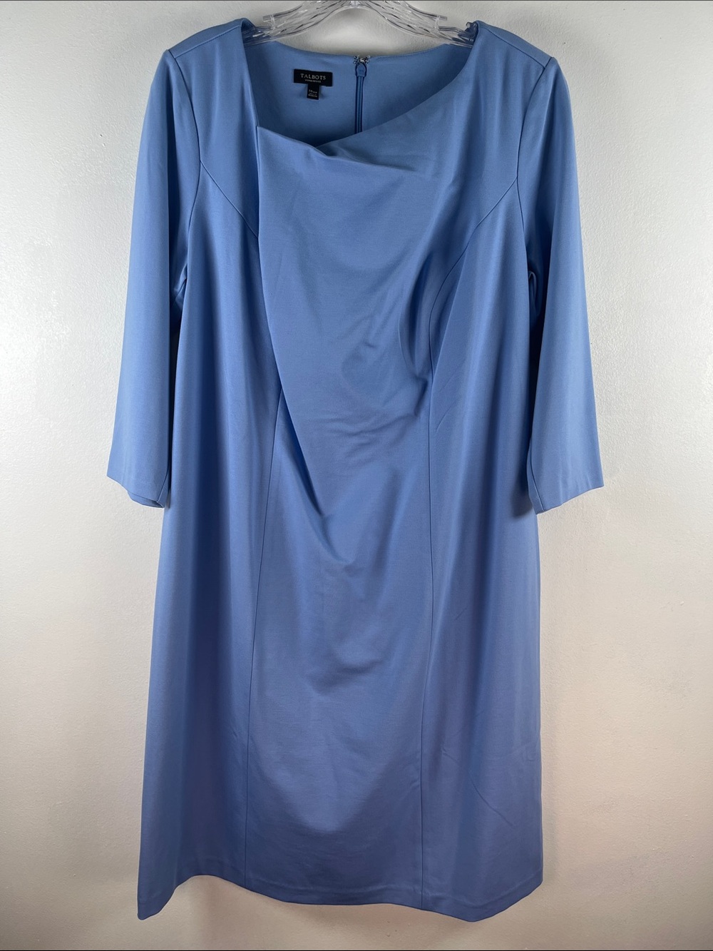 Talbots Dusty Blue Asymmetric Drape Dress Women’s 14WP